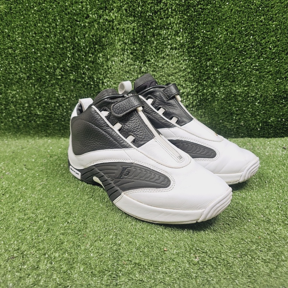 Reebok Answer IV 4 White Black Leather Athletic Basketball Sneakers Mens 10